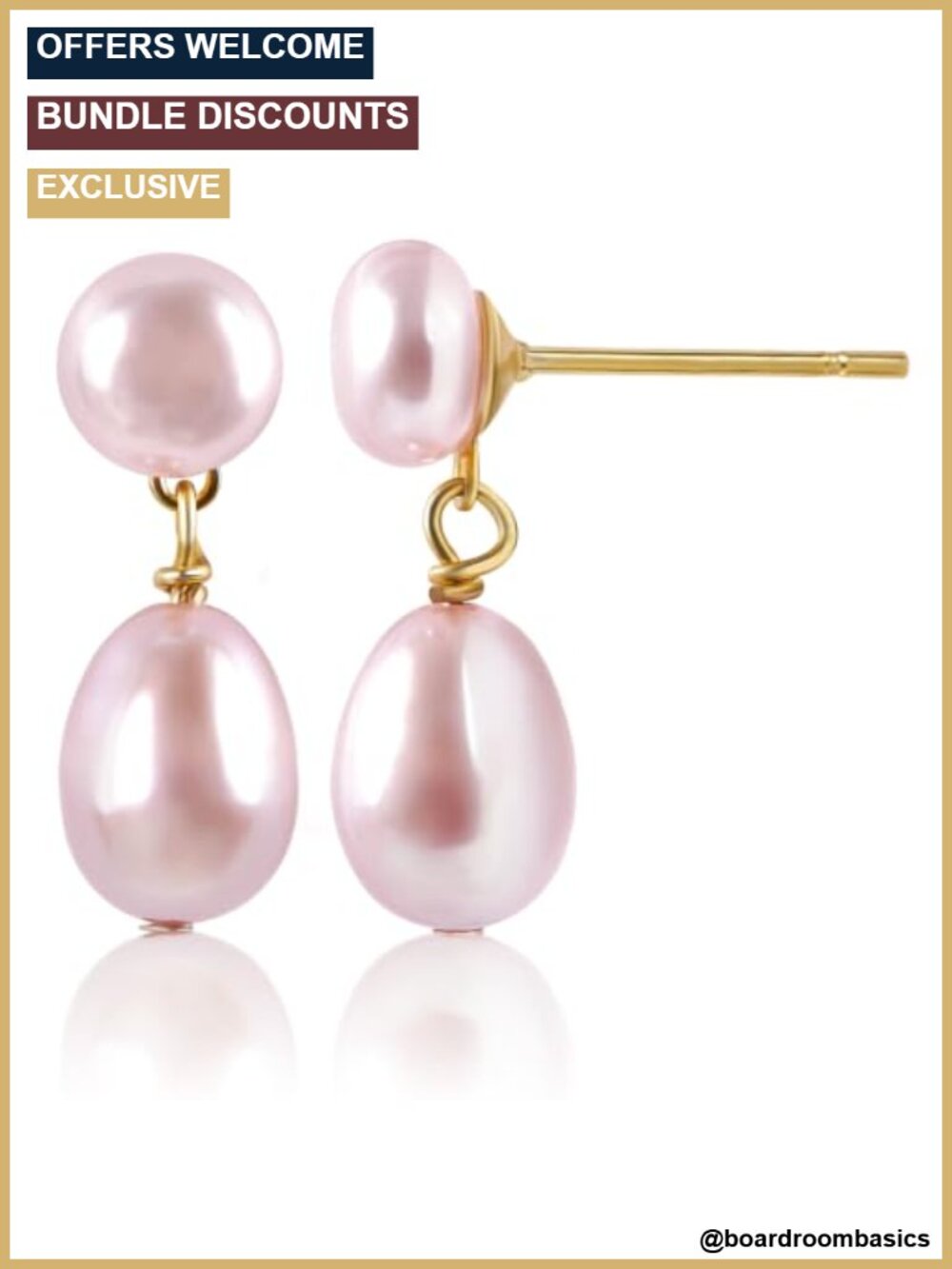 Petite Freshwater Pearl Drop Earrings 18K Gold Plated Sterling Silver Dainty